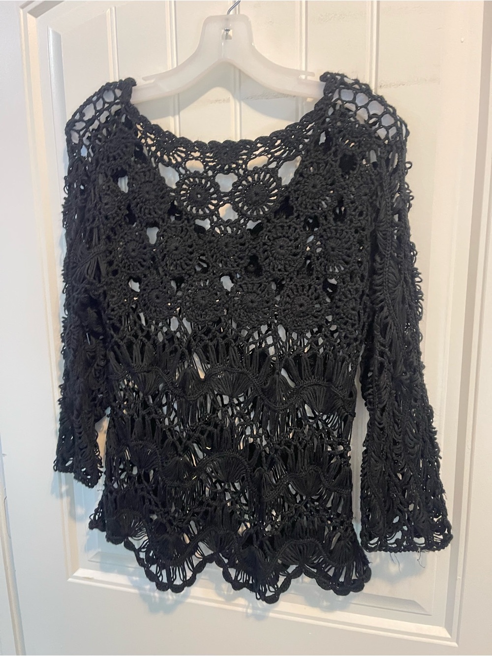 Umgee Black Crochet Open-Knit Women's Top
